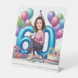 "Aangepaste caricatuur – Stuur je foto en ik zal Reclamebord Met Voetstuk