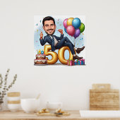 "Aangepaste caricatuur – Stuur je foto voor ontwer Poster (Keuken)
