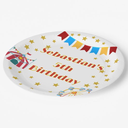 Aangepaste Carnaval Thema Verjaardagsfeest Papieren Bordje (Gekanteld)