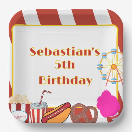 Aangepaste Carnaval Verjaardagsfeest Papieren Bordje (Voorkant)