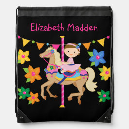 Aangepaste Carousel Horse Drawstring Bag Trekkoord Rugzakje