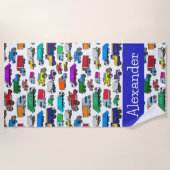 Aangepaste Cartoon-achtige truckillustraties Strandlaken (Voorkant)