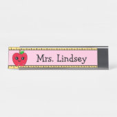 Aangepaste Cartoon Apple en Ruler van leraar Bureau Naambordje (Voorkant)