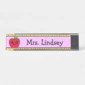 Aangepaste Cartoon Apple en Ruler van leraar Bureau Naambordje (Voorkant)