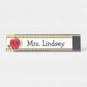 Aangepaste Cartoon Apple en Ruler van leraar Bureau Naambordje (Voorkant)