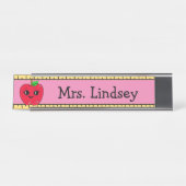 Aangepaste Cartoon Apple en Ruler van leraar Bureau Naambordje (Voorkant)