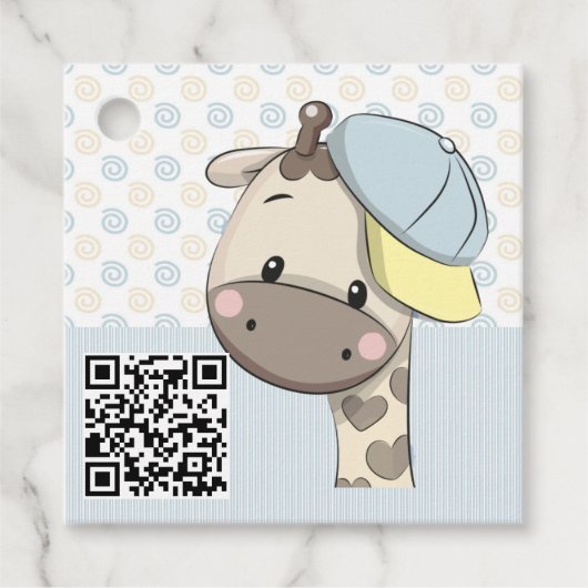 Aangepaste Cartoon Baby Giraffe Bedankjes Labels (Voorkant)