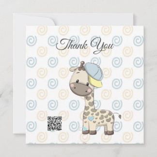 Aangepaste Cartoon Baby Giraffe Hartelijk dank Bedankkaart