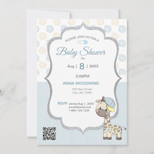 Aangepaste Cartoon Baby Giraffe Kaart (Voorkant)