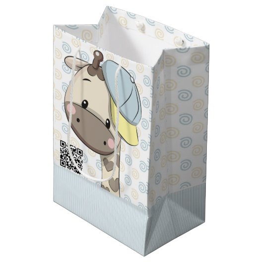 Aangepaste Cartoon Baby Giraffe Medium Cadeauzakje (Voorkant Gekanteld)