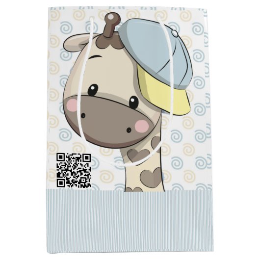 Aangepaste Cartoon Baby Giraffe Medium Cadeauzakje (Voorkant)