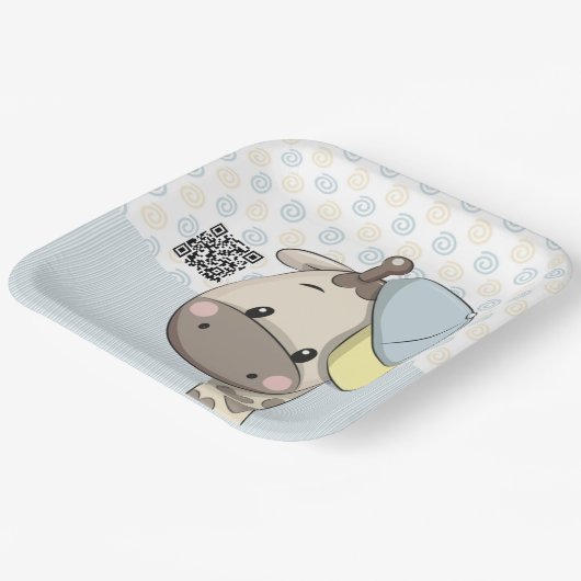 Aangepaste Cartoon Baby Giraffe Papieren Borden Papieren Bordje (Gebogen)