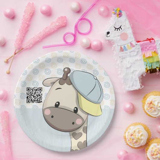 Aangepaste Cartoon Baby Giraffe Papieren Bordje (Feest)