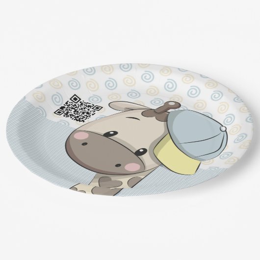 Aangepaste Cartoon Baby Giraffe Papieren Bordje (Gekanteld)