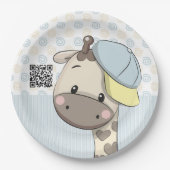 Aangepaste Cartoon Baby Giraffe Papieren Bordje (Voorkant)