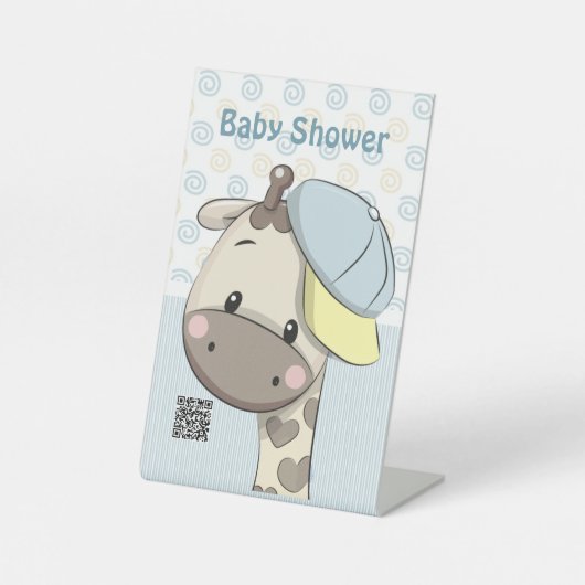 Aangepaste Cartoon Baby Giraffe Reclamebord Met Voetstuk (Voorkant)