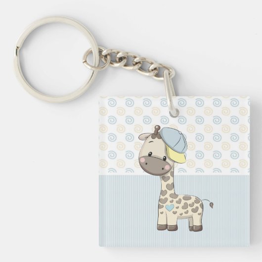 Aangepaste Cartoon Baby Giraffe Sleutelhanger (voorkant)