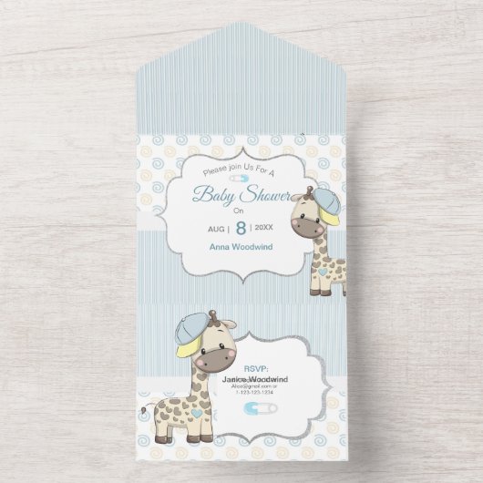 Aangepaste Cartoon Baby Giraffe Uitnodiging (Binnen)