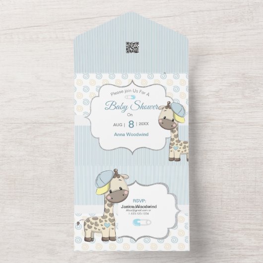 Aangepaste Cartoon Baby Giraffe Uitnodiging (Binnen)