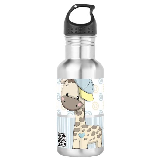 Aangepaste Cartoon Baby Jongen Giraffe Waterfles (Voorkant)