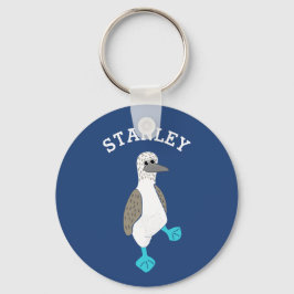 Aangepaste Cartoon blauw-gepoot Booby Bird Sleutelhanger