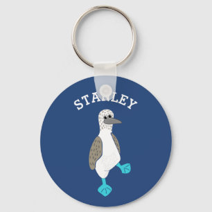Aangepaste Cartoon blauw-gepoot Booby Bird Sleutelhanger