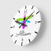Aangepaste Cartoon Dragonfly Ronde Klok (Hoek)