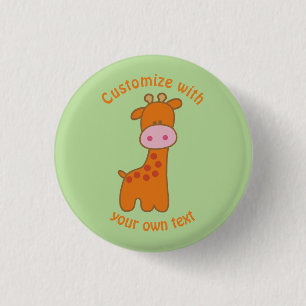 Aangepaste Cartoon Giraffe Ronde Button 3,2 Cm