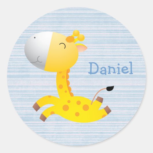 Aangepaste Cartoon Giraffe Ronde Sticker (Voorkant)