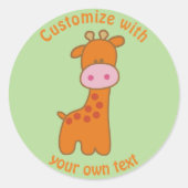 Aangepaste Cartoon Giraffe Ronde Sticker (Voorkant)