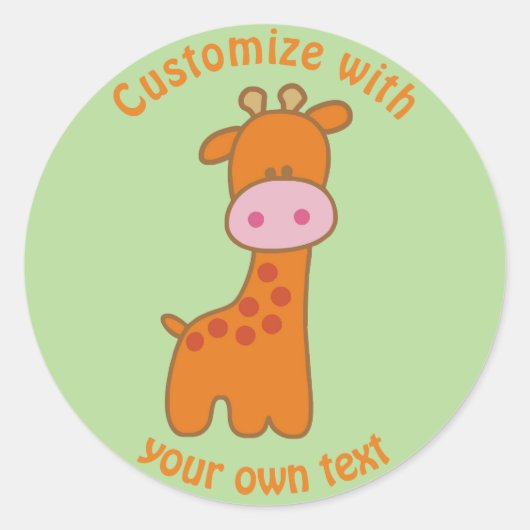 Aangepaste Cartoon Giraffe Ronde Sticker (Voorkant)