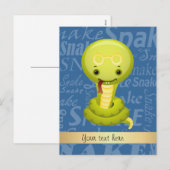 Aangepaste Cartoon Jaar van de Snake Word Art Feestdagenkaart (Voorkant / Achterkant)