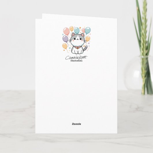 Aangepaste Cartoon kat en kleurrijke Verjaardag Kaart (Achterkant)