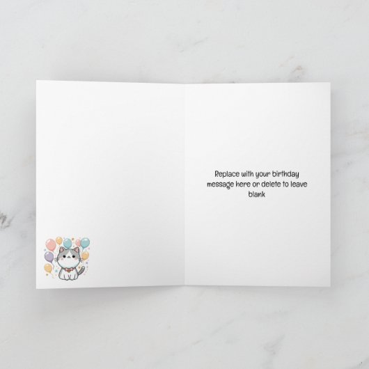 Aangepaste Cartoon kat en kleurrijke Verjaardag Kaart (Binnen)