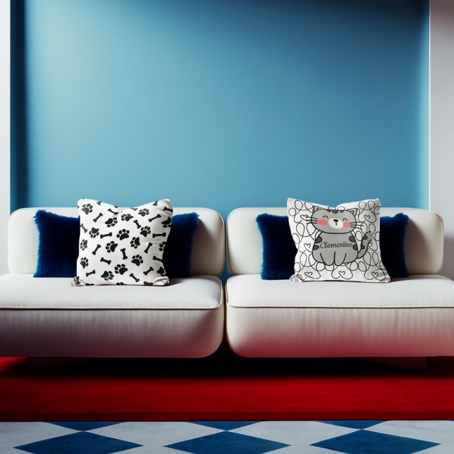 Aangepaste cartoon kattennaam met kattenpoten kussen (Creator heeft geüpload)