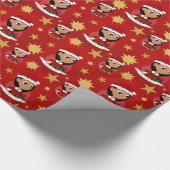 Aangepaste cartoon kerstmeisje cadeaupapier (Hoek)