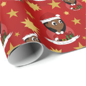 Aangepaste cartoon kerstmeisje cadeaupapier (Rol Hoek)