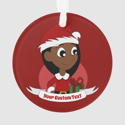 Aangepaste cartoon kerstmeisje ornament (achterkant)