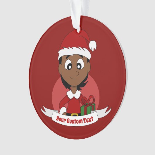 Aangepaste cartoon kerstmeisje ornament (voorkant)