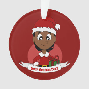 Aangepaste cartoon kerstmeisje ornament