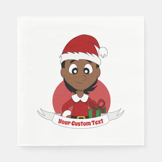 Aangepaste cartoon kerstmeisje servet (Voorkant)