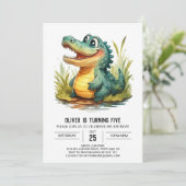 Aangepaste Cartoon Krokodil Verjaardag Kaart (Staand voorkant)