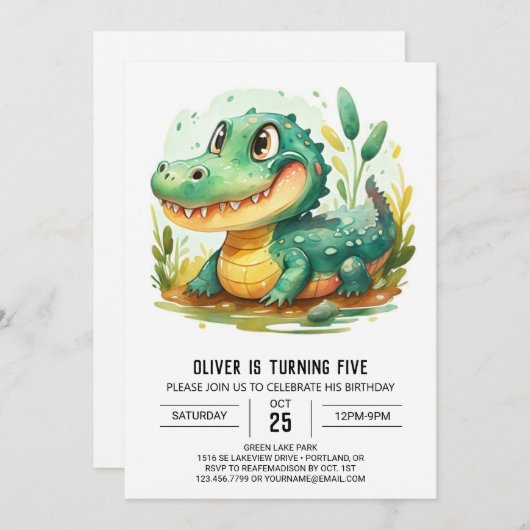 Aangepaste Cartoon Krokodil Verjaardag Kaart (Voorkant / Achterkant)