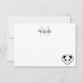 Aangepaste Cartoon Monogram met Mooie Panda Beer Notitiekaartje