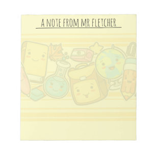 Aangepaste Cartoon School Supply Pattern Post-it Notitieblok