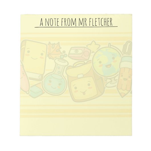 Aangepaste Cartoon School Supply Pattern Post-it Notitieblok (Voorkant)