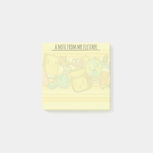 Aangepaste Cartoon School Supply Pattern Post-it Post-it® Notes (Voorkant)