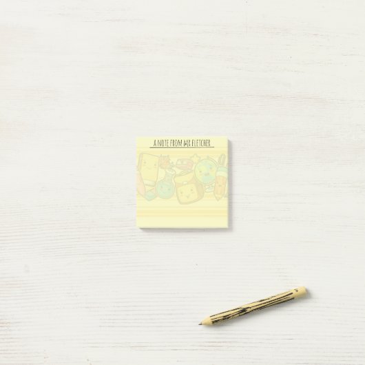 Aangepaste Cartoon School Supply Pattern Post-it Post-it® Notes (Op bureau)