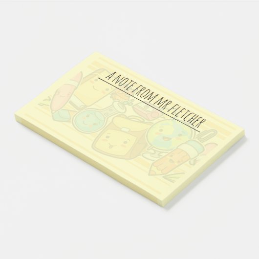 Aangepaste Cartoon School Supply Pattern Post-it Post-it® Notes (Schuin)
