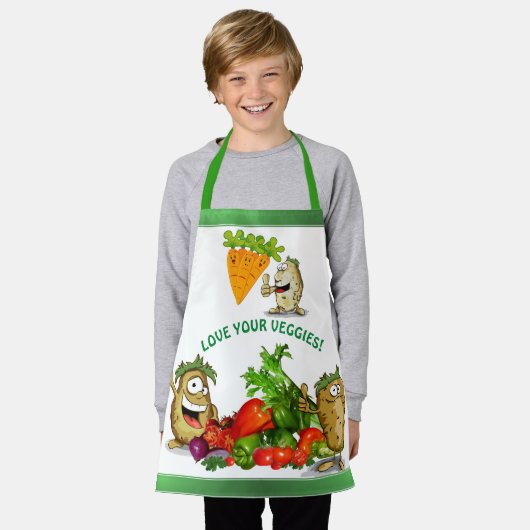 Aangepaste Cartoon Veggies Kinderen Apron Schort (Gedragen)